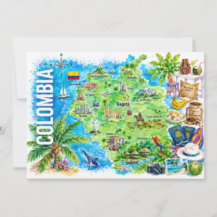 Colombia Aquarel Reis Kaart Ansichtkaart