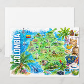Colombia Aquarel Reis Kaart Ansichtkaart (Voorkant / Achterkant)