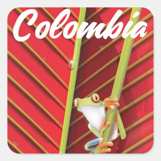 Colombia boomkikker reisposter vierkante sticker (Voorkant)