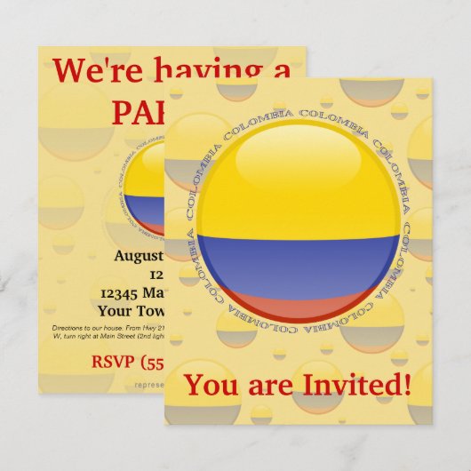 Colombia Bubble Flag Kaart (Voorkant / Achterkant)