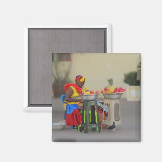 Colombia - Caribische fruitverkoper Magneet (Voorkant / Achterkant)