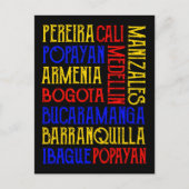 Colombia City Typografie Art Briefkaart (Voorkant)