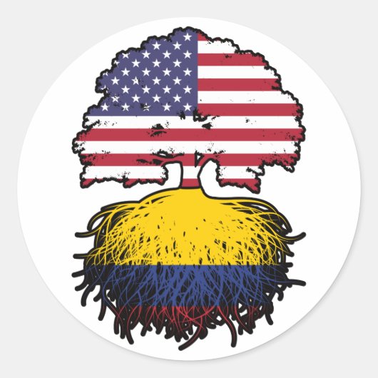 Colombia Colombiaanse Amerikaanse vlag Ronde Sticker (Voorkant)