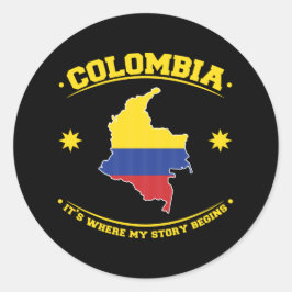 Colombia Colombiaanse Vlag Erfgoed Trots Ronde Sticker