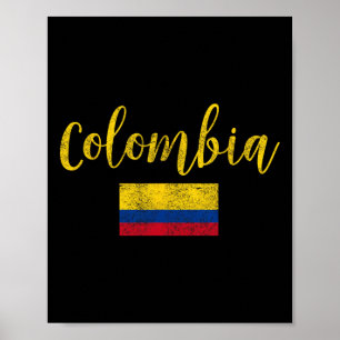 Colombia Colombiaanse Vlag Vintage Poster