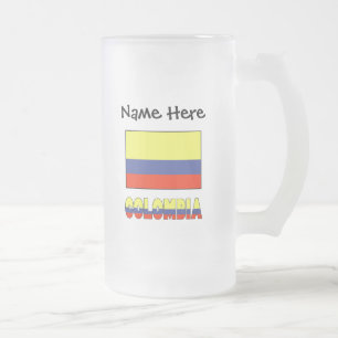 Colombia Colombiaanse Vlag Zwart Personalisatie Matglas Bierpul