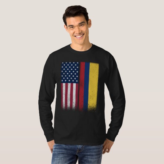 Colombia Colombian American Flags Proud USA Colomb T-shirt (Voorkant volledig)