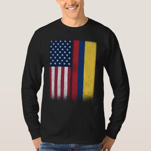 Colombia Colombian American Flags Proud USA Colomb T-shirt (Voorkant)