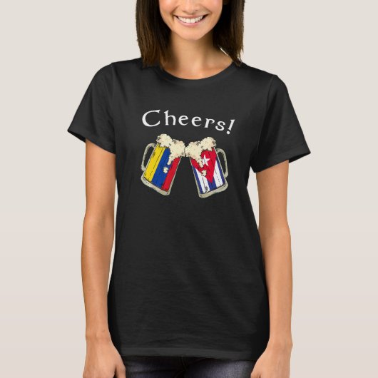 Colombia Cuba Flag Cheers Beer Grown Patriot Count T-shirt (Voorkant)