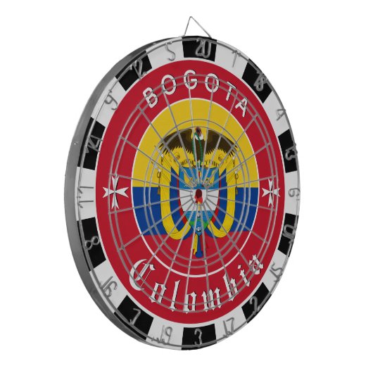 Colombia Dartboard, Colombiaanse Vlag darts / spel Dartbord (Voorkant Links)
