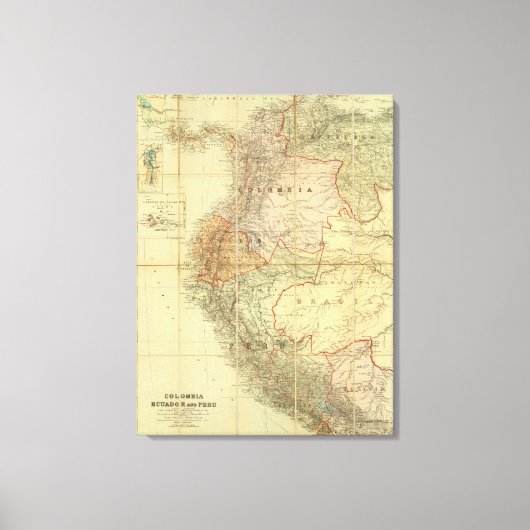 Colombia, Ecuador, Peru, Panama 3 Canvas Afdruk (Voorkant)