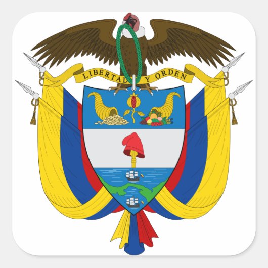 colombia embleem vierkante sticker (Voorkant)