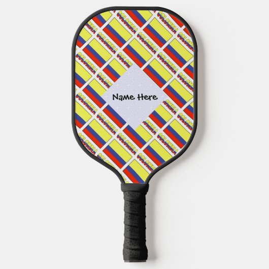 Colombia en Colombiaanse vlag met Jouw naam Pickleball Paddle (Voorkant)