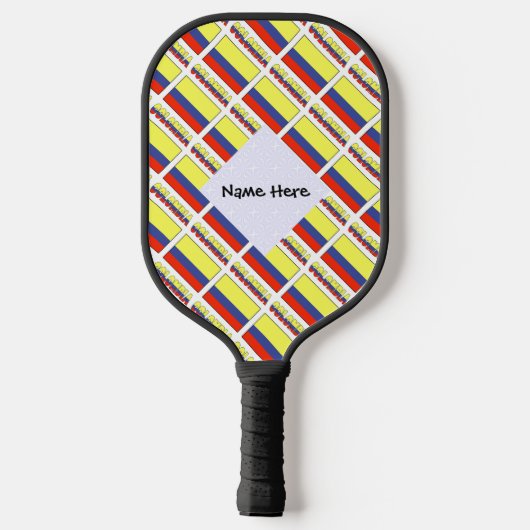 Colombia en Colombiaanse vlag met Jouw naam Pickleball Paddle (Achterkant)