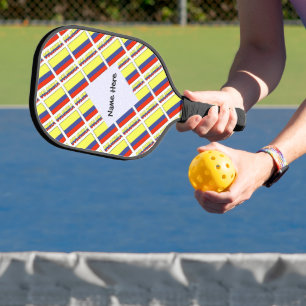 Colombia en Colombiaanse vlag met Jouw naam Pickleball Paddle