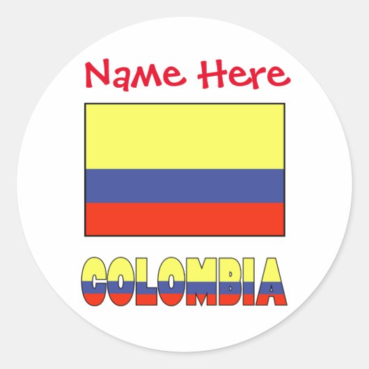 Colombia en Colombiaanse vlag Rode Personalisatie Ronde Sticker (Voorkant)