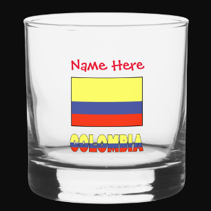 Colombia en Colombiaanse vlag Rode Personalisatie Whisky Glas