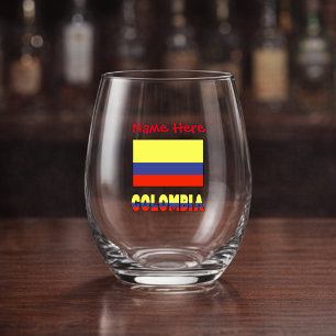Colombia en Colombiaanse Vlag Rood Personalisatie Wijnglas Zonder Voet