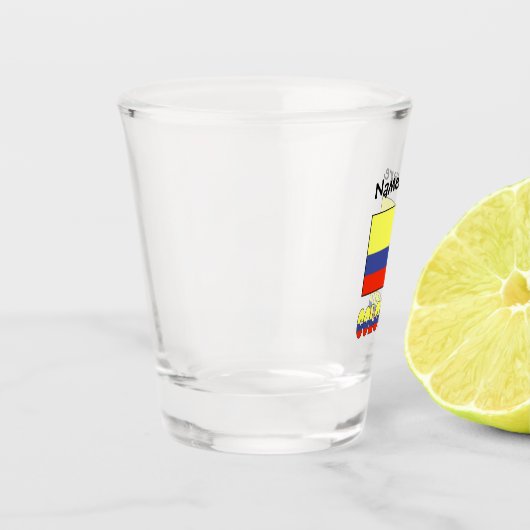 Colombia en de Colombiaanse vlag met Jouw naam Shot Glas (Links)