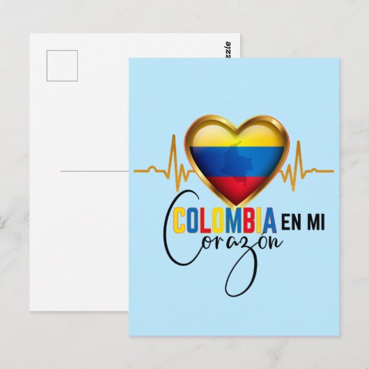 Colombia en mi Corazon Colombiaanse Pride Briefkaart (Voorkant / Achterkant)
