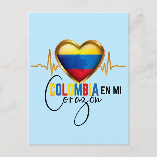 Colombia en mi Corazon Colombiaanse Pride Briefkaart (Voorkant)