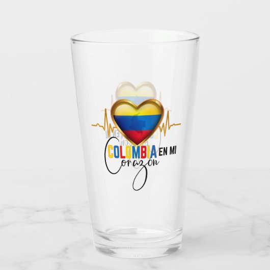 Colombia en mi Corazon Colombiaanse Pride Glas (Achterkant)