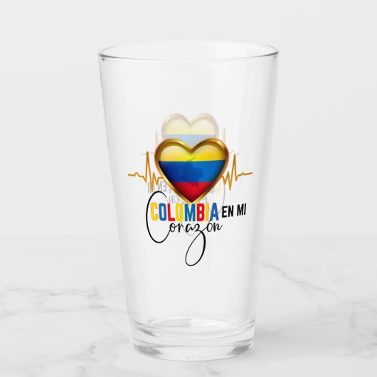 Colombia en mi Corazon Colombiaanse Pride Glas (Voorkant)