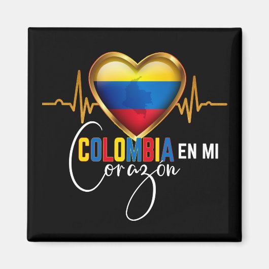 Colombia en mi Corazon Colombiaanse Pride Magneet (Voorkant)