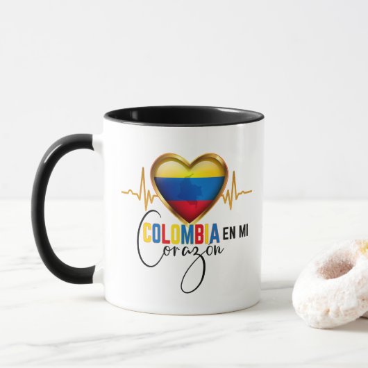 Colombia en mi Corazon Colombiaanse Pride Mok (Met donut)