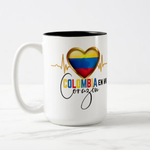 Colombia en mi Corazon Colombiaanse Pride Tweekleurige Koffiemok