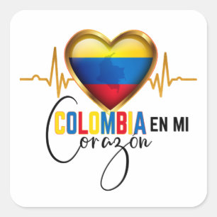 Colombia en mi Corazon Colombiaanse Pride Vierkante Sticker