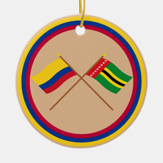 Colombia en Santander Crossed Flags Keramisch Ornament (Voorkant)
