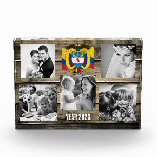 Colombia familie fotoblok, Colombiaanse vlag, hout Fotoblokken