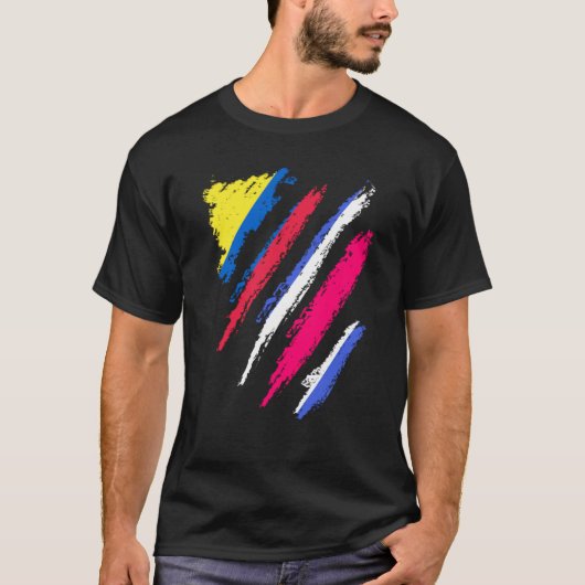 Colombia Flag Costa Rica Groot Patriot Land Str. T-shirt (Voorkant)