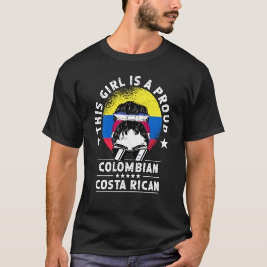 Colombia Flag Costa Rica Grown Women Girl Citizen  T-shirt (Voorkant)