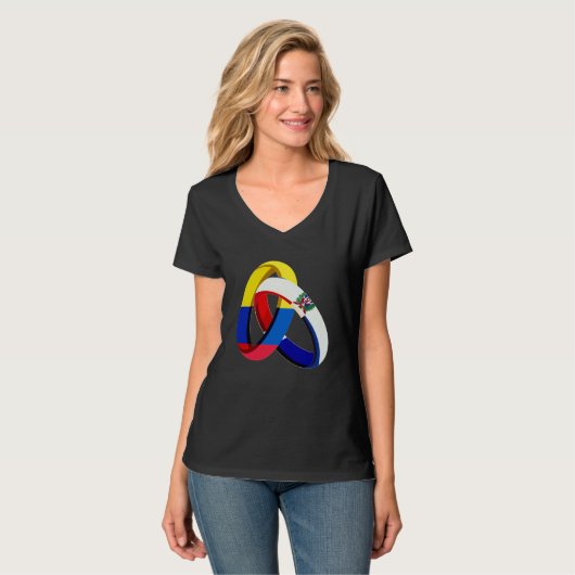 Colombia Flag Dominican Grown Ring Marriage Weddin T-shirt (Voorkant volledig)