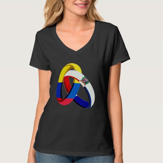 Colombia Flag Dominican Grown Ring Marriage Weddin T-shirt (Voorkant)