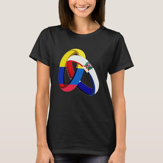 Colombia Flag Dominican Grown Ring Marriage Weddin T-shirt (Voorkant)