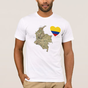 Colombia Flag Heart en Map T-Shirt