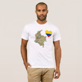 Colombia Flag Heart en Map T-Shirt (Voorkant volledig)