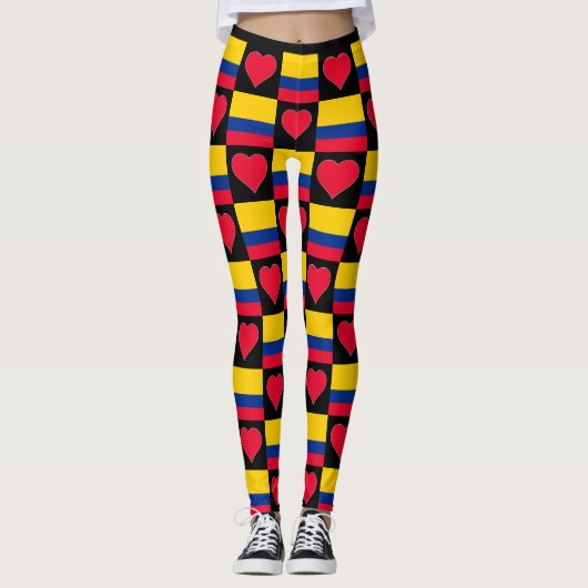 Colombia Flag Heart Patriotic Colombian Leggings (Voorkant)