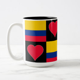 Colombia Flag Heart Patriotic Colombian Tweekleurige Koffiemok
