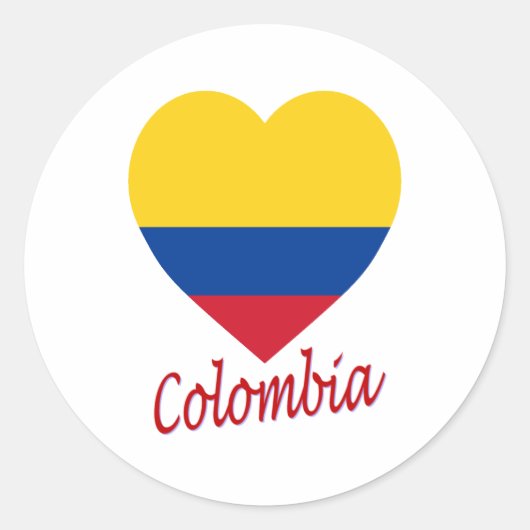 Colombia Flag Heart Ronde Sticker (Voorkant)