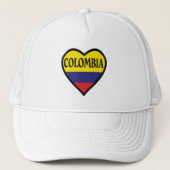 Colombia Flag Heart Trucker Hat Trucker Pet (Voorkant)