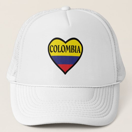 Colombia Flag Heart Trucker Hat Trucker Pet (Voorkant)