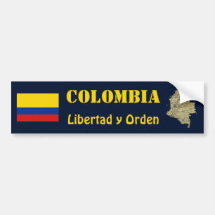 Colombia Flag + Map Bumpersticker