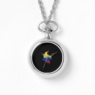 Colombia Flag & Map Horloge