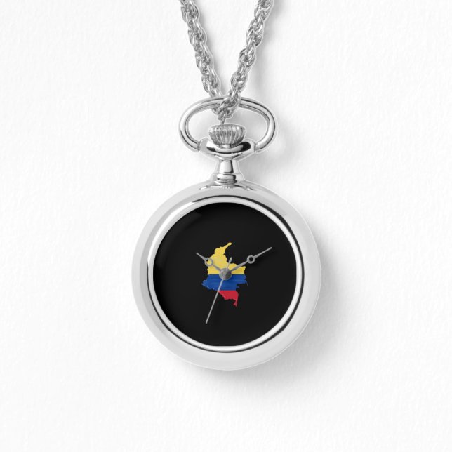 Colombia Flag & Map Horloge (Voorkant)