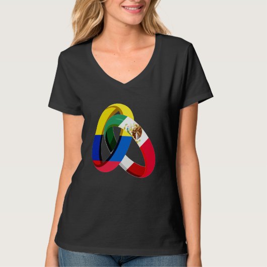 Colombia Flag Mexico Grown Ring Marriage Wedding T-shirt (Voorkant)