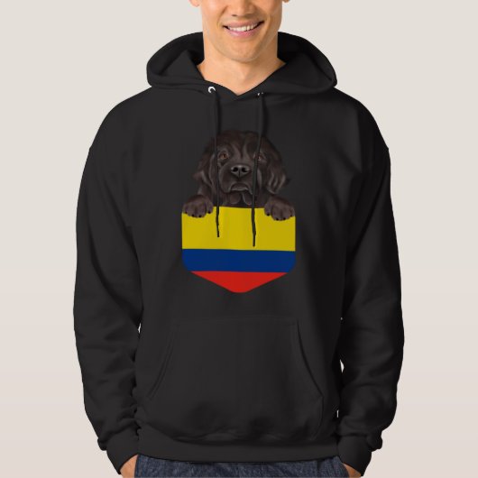 Colombia Flag Newfoundland Dog In Pocket Hoodie (Voorkant)